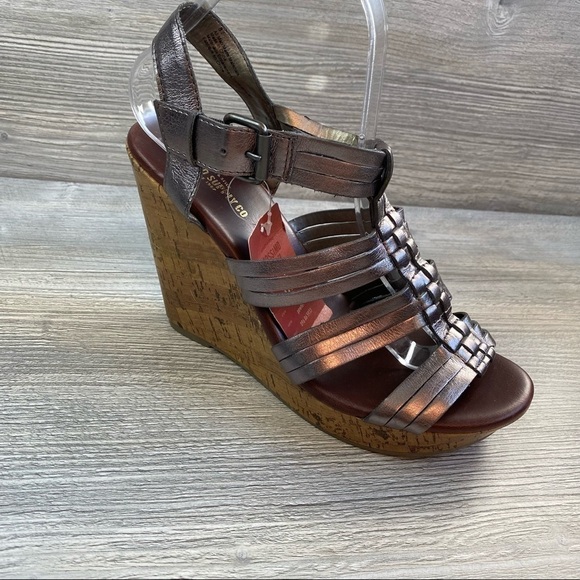 NWT Mossimo waylon cute pewter colored strappy caged wedge cork sandal Size 8.5 - Picture 2 of 14